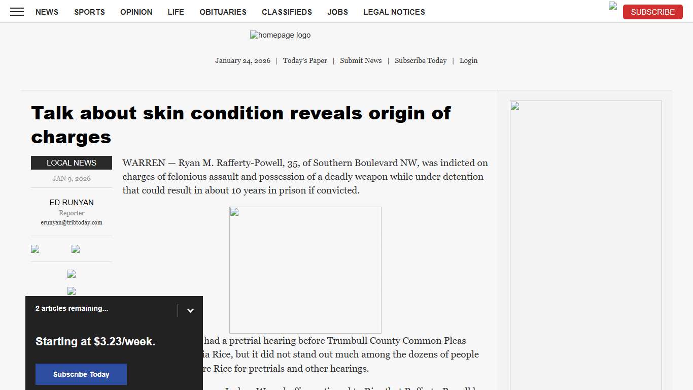 Talk about skin condition reveals origin of charges News, Sports, Jobs - Tribune Chronicle